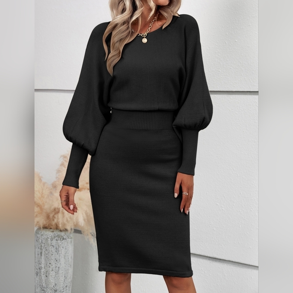 Batwing Sleeve Sweater Dress - Picture 4 of 6